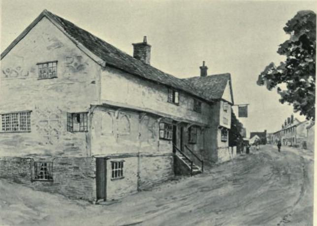 An old house on a street in Coddenham, Suffolk.